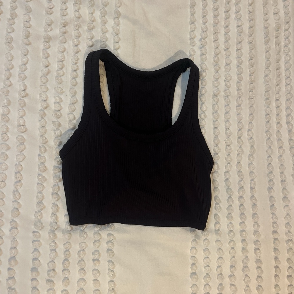 Black Ribbed Crop Top